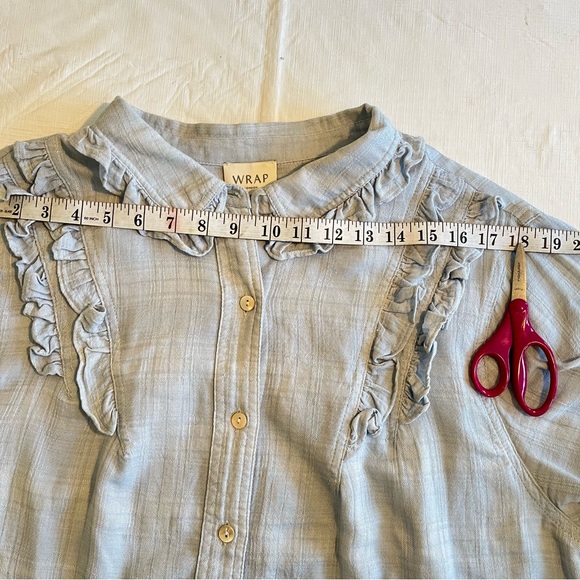 WRAP London Wool Blend Ruffled Button Down Shirt Top - Picture 11 of 15